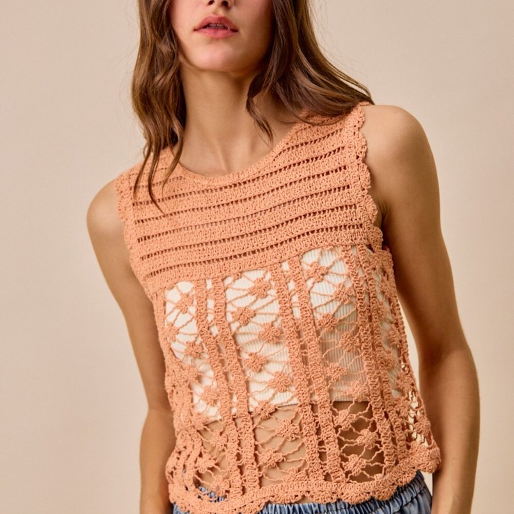 SO ME Crochet Knitted Lace Sweater‎ Tank Top - Picture 4 of 11
